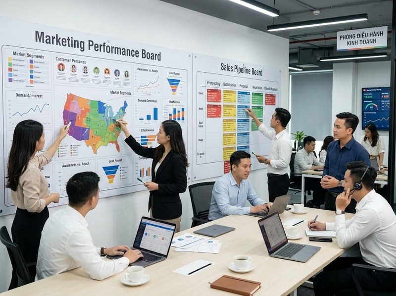 Marketing và bán hàng khác nhau về mục tiêu, phạm vi và vai trò thế nào?